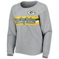 thumbnail image 2 of Juniors Heathered Gray Green Bay Packers All Striped Up Raglan Long Sleeve T-Shirt, 2 of 3