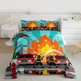 thumbnail image 2 of Homewish Fire Truck Firefighter Bedding Comforter Set,Construction Vehicles Twin Comforter Sets,Orange Cyan Red Bedding Set For Boys Kids,Ultra Soft Home Decor,2-Piece, 2 of 8