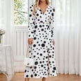thumbnail image 2 of SMihono Fashion Formal Dresses for Women 2025 Polka Dot Print Long Sleeve Elegant Wedding Guest Dress V Neck Flowy Party Maxi Dress White XXL, 2 of 6