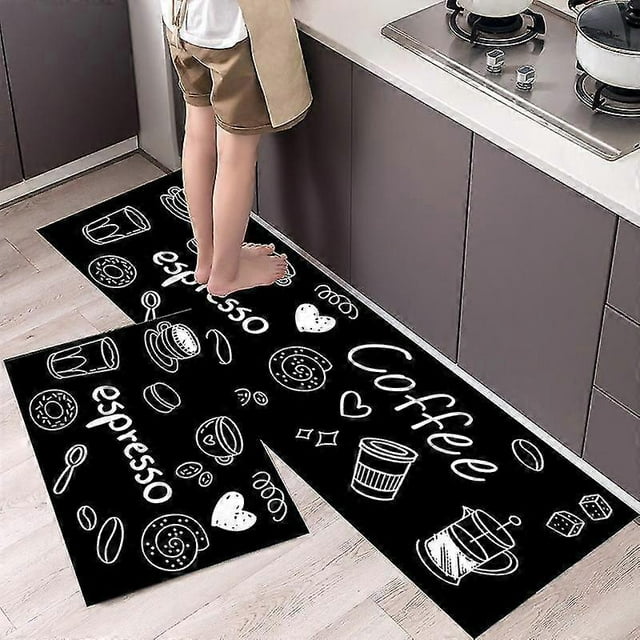 Set of 2 Non-Slip Kitchen Mats, Absorbs Water and Oil, Dustproof Kitchen Mats, Indoor Floor Mats, 40 x 60 + 40 x 120 cm