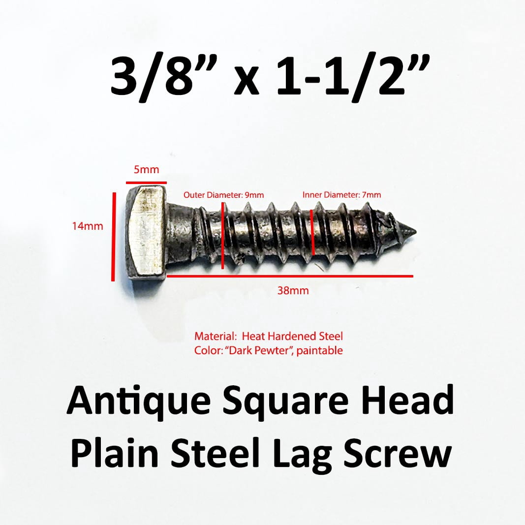 (25) 3/8" x 1-1/2" Lag Screws Antique Square