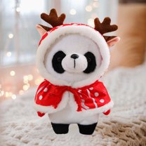 Festive Holiday Decor, 11.81 Inch Soft Stuffed Animal, Cute Panda Bear With Santa Hat, Christmas Gift Idea, Home Office Decoration, Seasonal Plush Toy