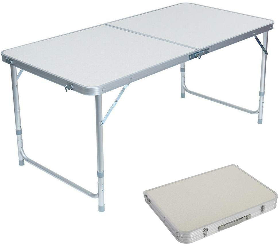Folding Table Portable Camping Table 4 Ft Aluminum Foldable Table for ...