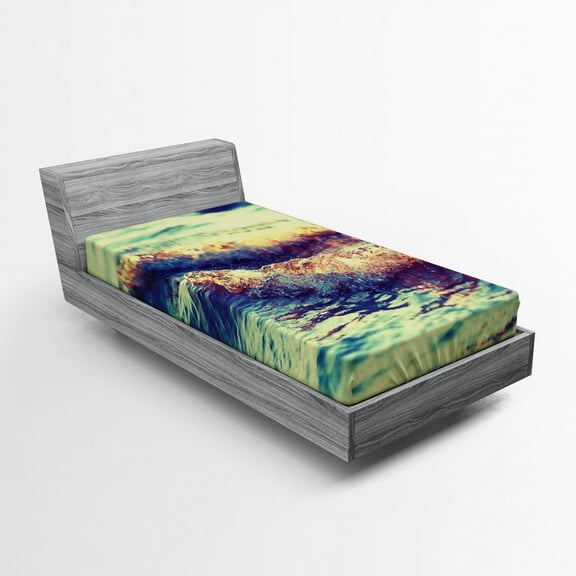 Ambesonne Wave Fitted Sheet, Calm Sea Theme Pastoral, Twin Size, Multicolor