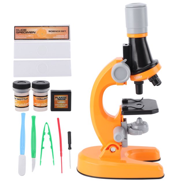 Microscope pour Enfants, Microscope Simple, Plastique Sûr pour Outil d'Apprentissage Cadeaux Enfants Bleu, Orange