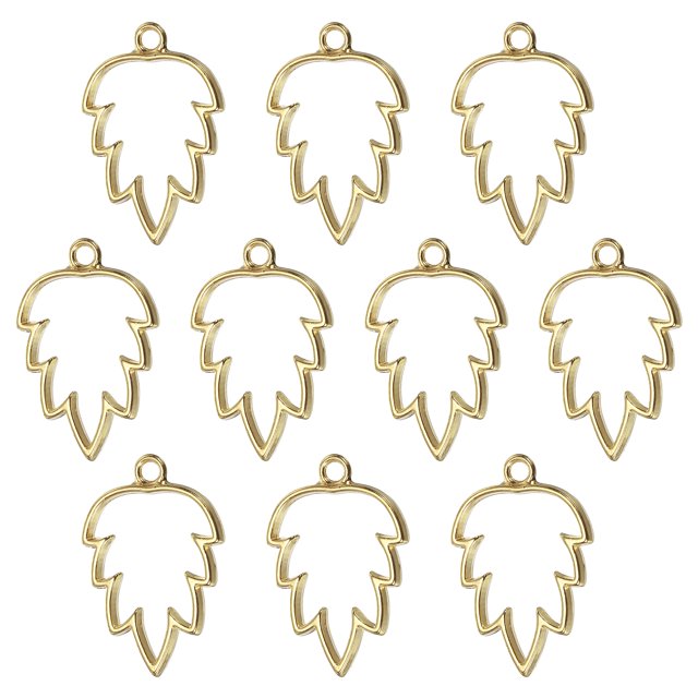 Unique Bargains Maple Leaf Shaped Alloy Open Back Bezel Pendants DIY Hollow Resin Frame, Gold Tone 20 Pack