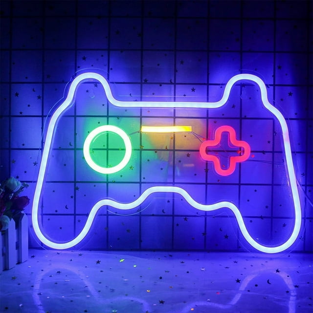 MesaSe Game Neon Sign Gamepad Shape LED Wall Sign IP42 Protection Leel Light up Sign Decor for Party Wedding Bedroom Liing Room