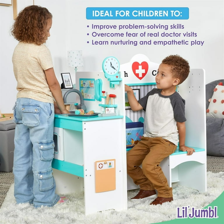 Lil' Jumbl Wooden Kids Doctor Playset, Multi-Sided Play Set with