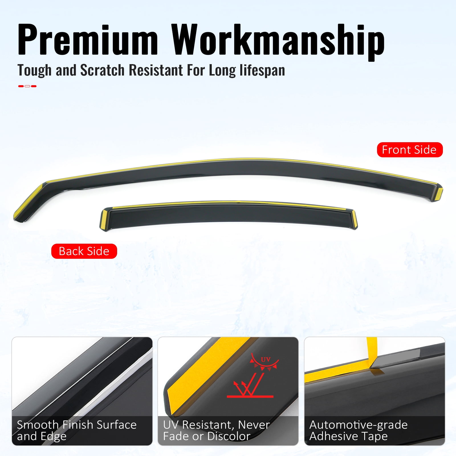 Ikon Motorsports In-Channel Window Visors Sun Shades Vent Rain Guards Deflectors for 2020-2026 Toyota Corolla Sedan 4-Door Black PC Polycarbonate 4PCS