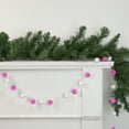 thumbnail image 2 of 9' Pink and White Plush Snowball Christmas Garland, 2 of 3