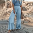 thumbnail image 3 of Patlollav Womens Comfort Pants Wide Leg Palazzo Track Pants Ruched Elastic High Waist Pants, 3 of 6