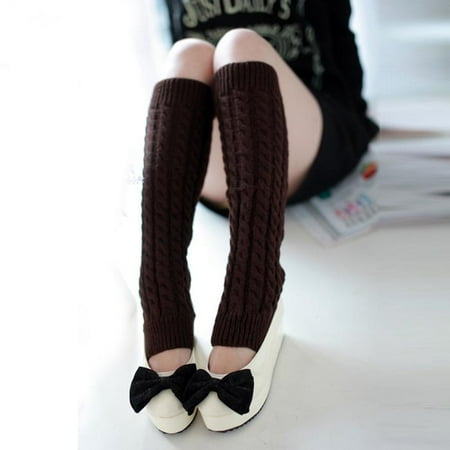 

4 pairs * Fashion Women Winter Warm Leg Warmers Knitted Crochet Long Socks Coffe socks