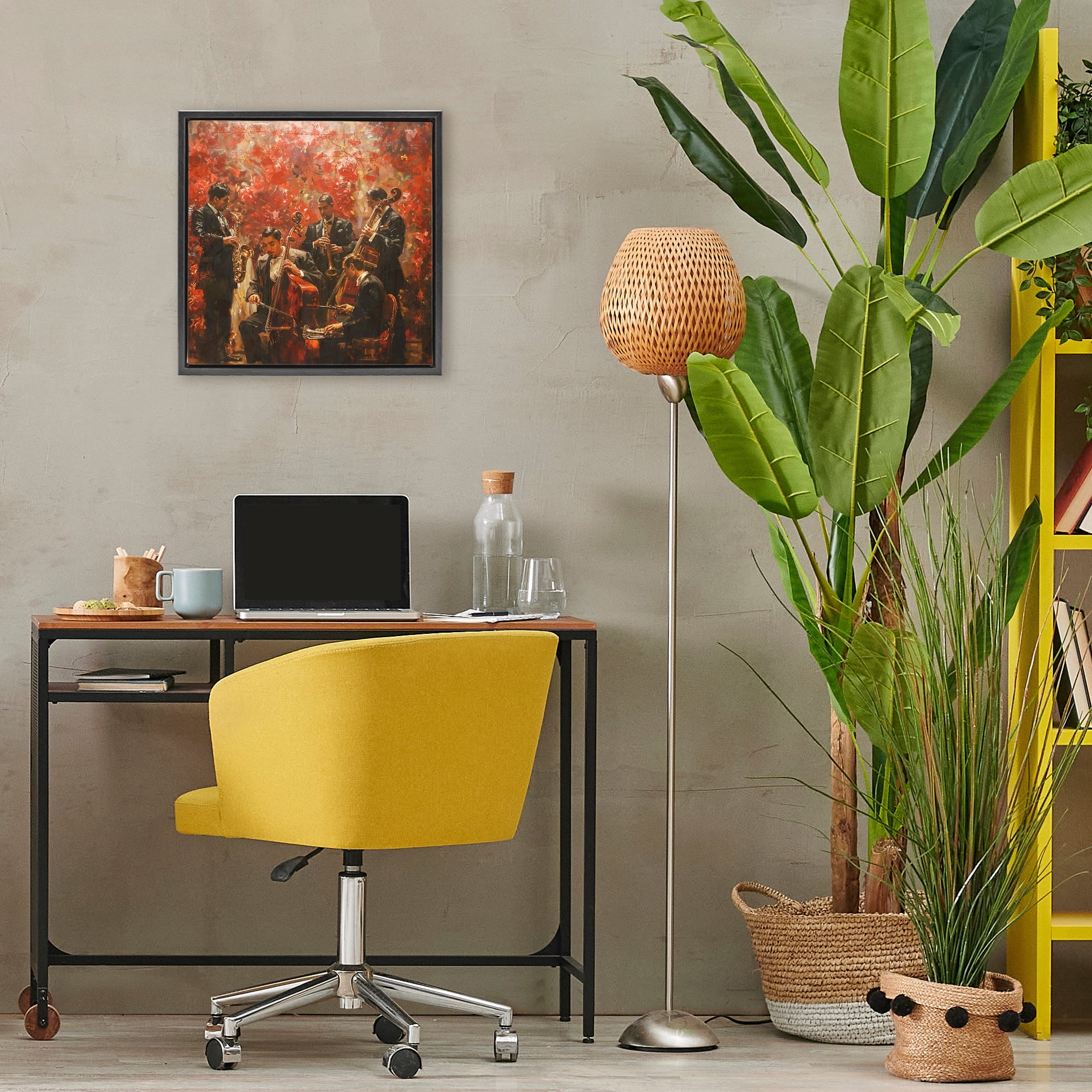 Stupell Industries Play More Jazz Performance Black Framed Floater Canvas Wall Art, design by Marta Wiley