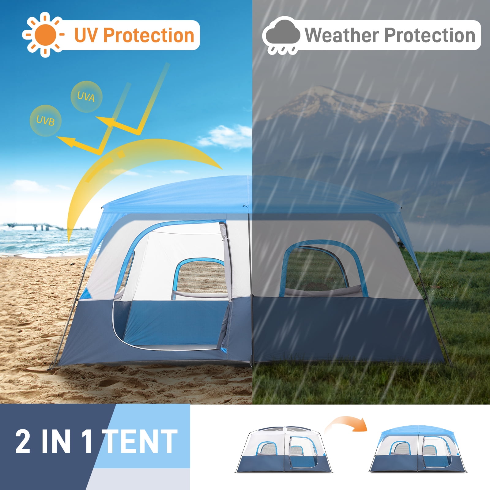 Ktaxon 14-Person Family Tent with Organizer for Camping Gear Portable Cabin Tent with Spacious Interior and Carry Bag