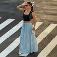 thumbnail image 5 of Polka Dot Skirts for Women Drawstring Elastic High Waisted A Line Pleated Skirts Summer Beach Vacation Maxi Skirts, 2XL, 5 of 5