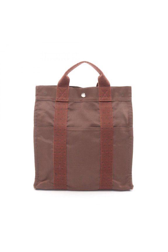 Pre-Owned Hermes Herline Ad MM Backpack/Handbag, Nylon Canvas, Men's/Women's, Brown, 100952M