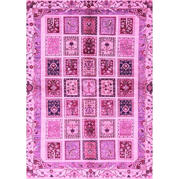 Ahgly Company Indoor Rectangle Abstract Pink Modern Area Rugs, 5' x 7'