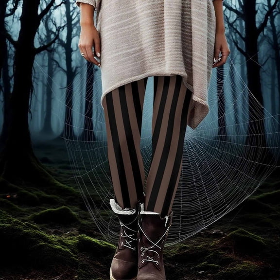 Abomasnow Stripe Printed Workout Leggings for Women High Waisted Yoga Pants Non See-Through Tummy Control Tights