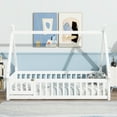 thumbnail image 2 of dokea Twin Tent Bed with Guardrails, White – Teepee Design, 7 Slats, 2 of 20