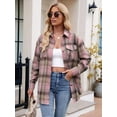 thumbnail image 5 of Womens Classic Button Down Plaid Flannel Shirts Long Sleeve Oversized Casual Business Blouse Tops, 5 of 9
