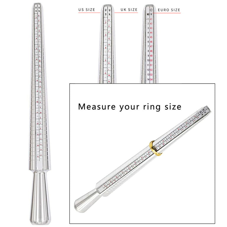 NIUPIKA Ring Sizer Measuring Tool Ring Mandrel Measurement Tool Measure  Ring Size Finger Sizing Set Metal Gauge US Size 1-13 Jewelry Sizers Kit of  27
