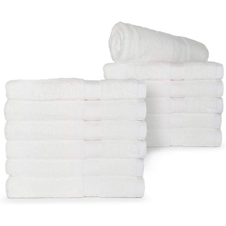 World Famous Royal Comfort 100% Cotton Bath Towel Size 24x48 at 10.5 lbs per dz Weight ! Pack of 6 White Towels. DO not Settle for Less! Towels for Pool, Gym, Spa ,and Dorm.