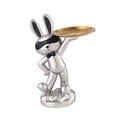thumbnail image 4 of Nordic Rabbit Figurine, Sundries Organizer Resin Display Holder Jewelry Trinket Tray Animal Statue for Restaurant Desktop Bedroom Home Decor Argent, 4 of 9