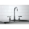 thumbnail image 3 of Kingston Brass FSC8921CML Manhattan Two-Handle 3-Hole Deck Mount Widespread Bathroom Faucet with Brass Pop-Up in Polished Chrome, 3 of 8