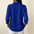 thumbnail image 4 of 3/4 Sleeve Polo Shirts for Women Dressy Button Lapel Collar Golf Tops Blue 2XL, 4 of 9