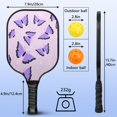 thumbnail image 3 of Pickleball Paddles Set Of 1, Fiberglass Surface, Boho Butterfly Decor, 1 Paddle, 2 Balls & Bag, 3 of 5
