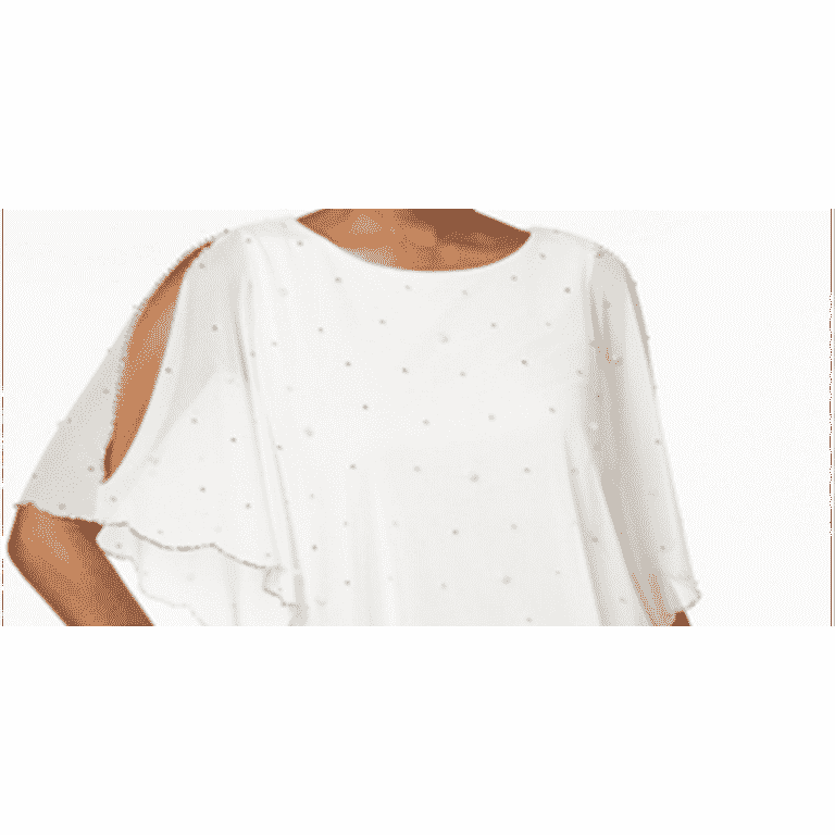 MSK Women's Embellished Asymmetrical Overlay Top -White Size MSK Women's Embellished Asymmetrical Overlay Top -White Size