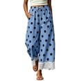 thumbnail image 2 of Elvqul Womens Polka Dot Pants Elastic Waist Versatile Sweatpants with Pockets Winter Bottoms for Juniors Wide Leg, 2 of 8