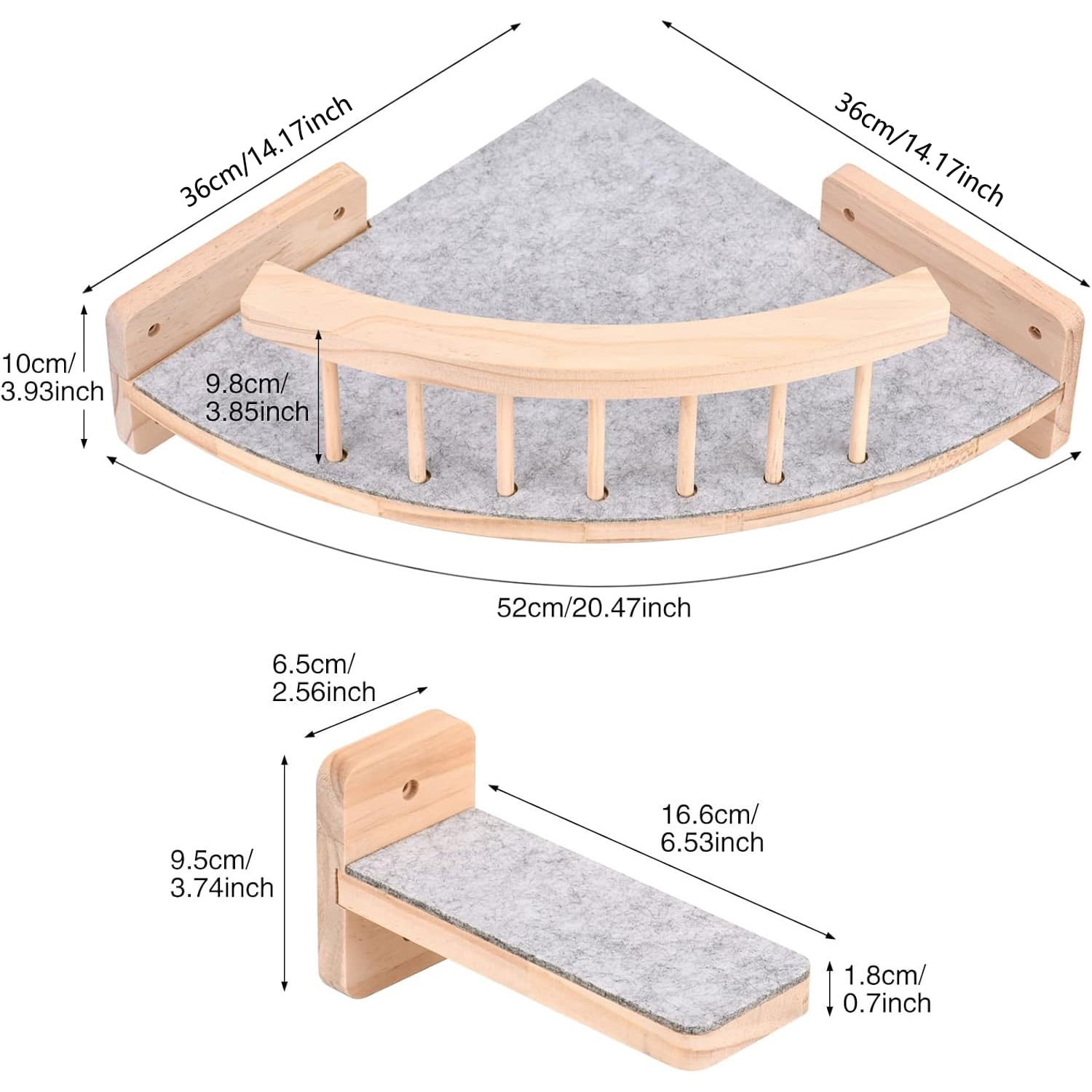 Cat Wall Shelves with 3 Non-Slips Steps, Space-Saving Mounted Cats Walls Furniture & Shelf for Climbing (Natural)