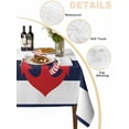 thumbnail image 2 of Navy Blue Stripe Nautical Table Cloth, Red Anchor Summer Coastal Waterproof Tablecloth for Rectangle Tables, Reusable Washable Fabric Table Cover for Restaurant Kitchen Dining Tables 60"x120", 2 of 6