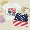 thumbnail image 2 of Staki American Independence Day Outfit Toddler Baby Boy 4th of July Outfits American Flag T-Shirt Tops Plaid Shorts Set Fourth of July Boys Clothes 6M 12M 18M,6-12 Months, 2 of 7