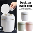 thumbnail image 4 of Mini Desktop Trash Can, 5.1" x 5.9" x 5.1" Push Top Lid Waste Bin, Small Plastic Garbage Can for Office Desk Bathroom Vanity, 4 of 8