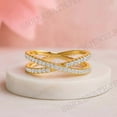 thumbnail image 2 of SHREENATHJEWELRY Criss Cross Over Lapping Wedding Band Round Cut Lab Grown Diamond Engagement Ring Two Row Cross Over X Band Full Eternity Stackable Band, 2 of 4