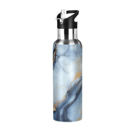 

Yayeee 33oz Double Wall Stainless Steel Water Bottle with Flip Straw Abstract Marble Pattern