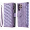 thumbnail image 2 of Feishell Crossbody Wallet Phone Case for Samsung Galaxy S22 Ultra 5G,Luxury PU Leather Magnetic Buckle Zipper Pocket Card Slots Flip Stand Protective Cover with Hand Strap & Shoulder Strap,Purple, 2 of 11