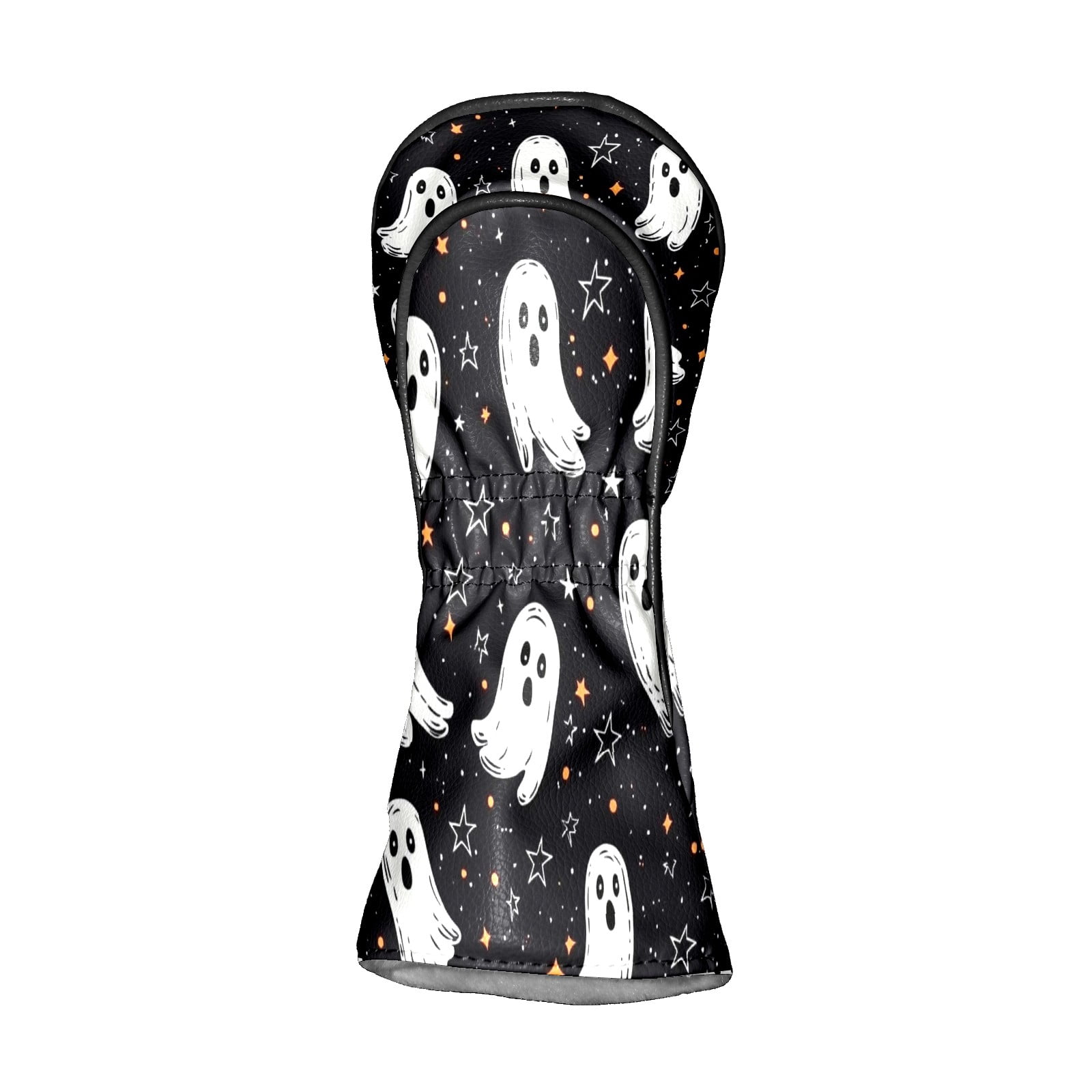 Golf Club Covers, Black WhiteGhost Premium PU Leather Driver Hybrid Putter Head Covers with Velvet Lining, Waterproof Golf Gifts for Men Women