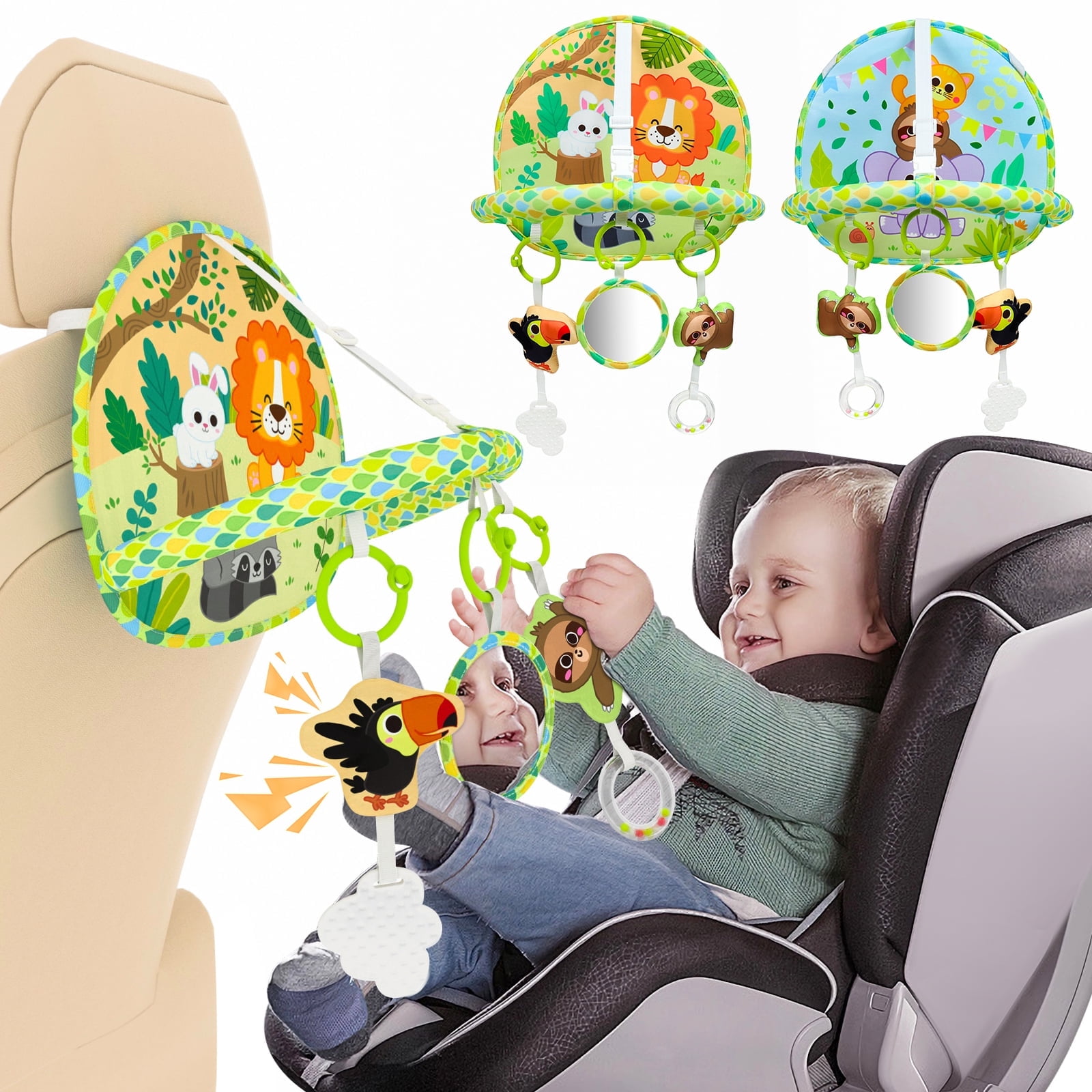 Playgro Clip Clop Babyrassel – Sensorisches Spielzeug Mit Beißring, Spiegel & Klick-Klack-Perlen, Ab 3 Monaten