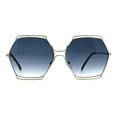 thumbnail image 2 of Hexagon Shape Sunglasses Womens Oversized Fashion Shades UV 400 Silver, Blue, 2 of 4