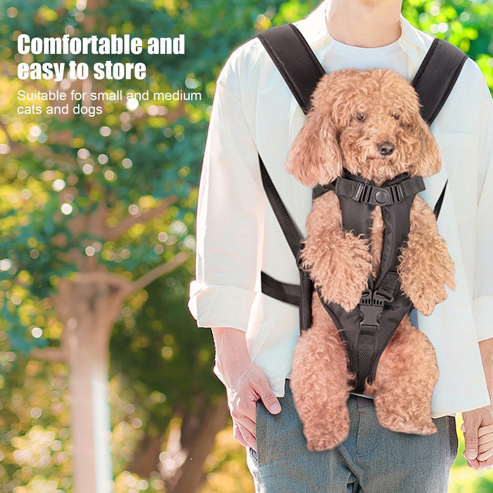 BOKYAN Adjustable Waterproof Pet Front Backpack – Breathable Mesh, Buckle Design, Ideal for Cats & Small Dogs, Travel & Cycling