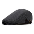 thumbnail image 2 of XIAOCHA Mens Adjustable Newsboy Cap Solid Breathable Newsboy Caps Daily Outdoor Beret Cap,Black, 2 of 4