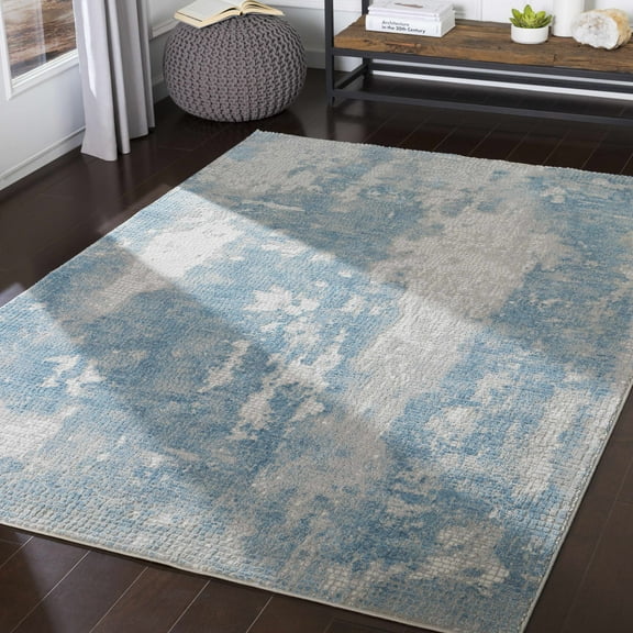 Hauteloom Walbridge Living Room, Bedroom Area Rug - Modern - Gray, Blue - 7'10" x 10'3"