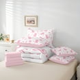 thumbnail image 6 of Manfei Kawaii Pink Kitten Bedding Comforter Set 7pcs for Kids, Cute Cartoon Cat Animal Queen Bedding Sets, Musical Note Melody Reversible Queen Sheet Sets, Lightweight Room Decor, 6 of 8
