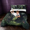 thumbnail image 3 of Manfei Woodland Dragon Animals King Size Comforter Sets,Vintage Trees Plant Comforters King Size,Green Black,Black Reversible,3 Pieces,1 Comforter and 2 Pillowcases, 3 of 7
