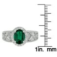 thumbnail image 5 of 14k Solid White Gold Vintage Style Oval Created Emerald and Diamond Halo Birthstone Engagement Ring, 5 of 6
