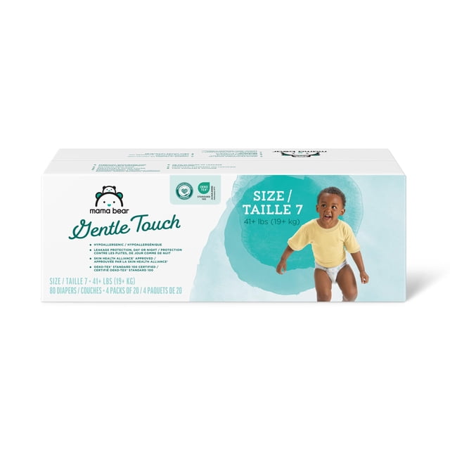 Pañales Mama Bear Gentle Touch hipoalergénicos, tamaño 7, 80 unidades