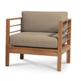thumbnail image 4 of Curated Maison Leon Teak Outdoor Club Chair with Canvas Cushion in White, 4 of 5